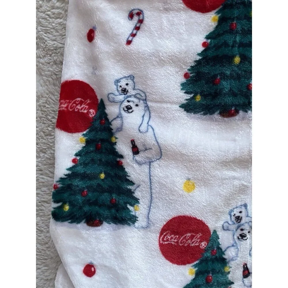 Coca Cola Velvet Soft Throw Blanket 60 X 70”‎ Bears W/Bottle Christmas Tree NEW